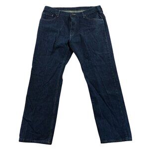 Wrangler Mens Jeans 38x30 Blue Dark Denim Straight Fit Relaxed Classic Casual